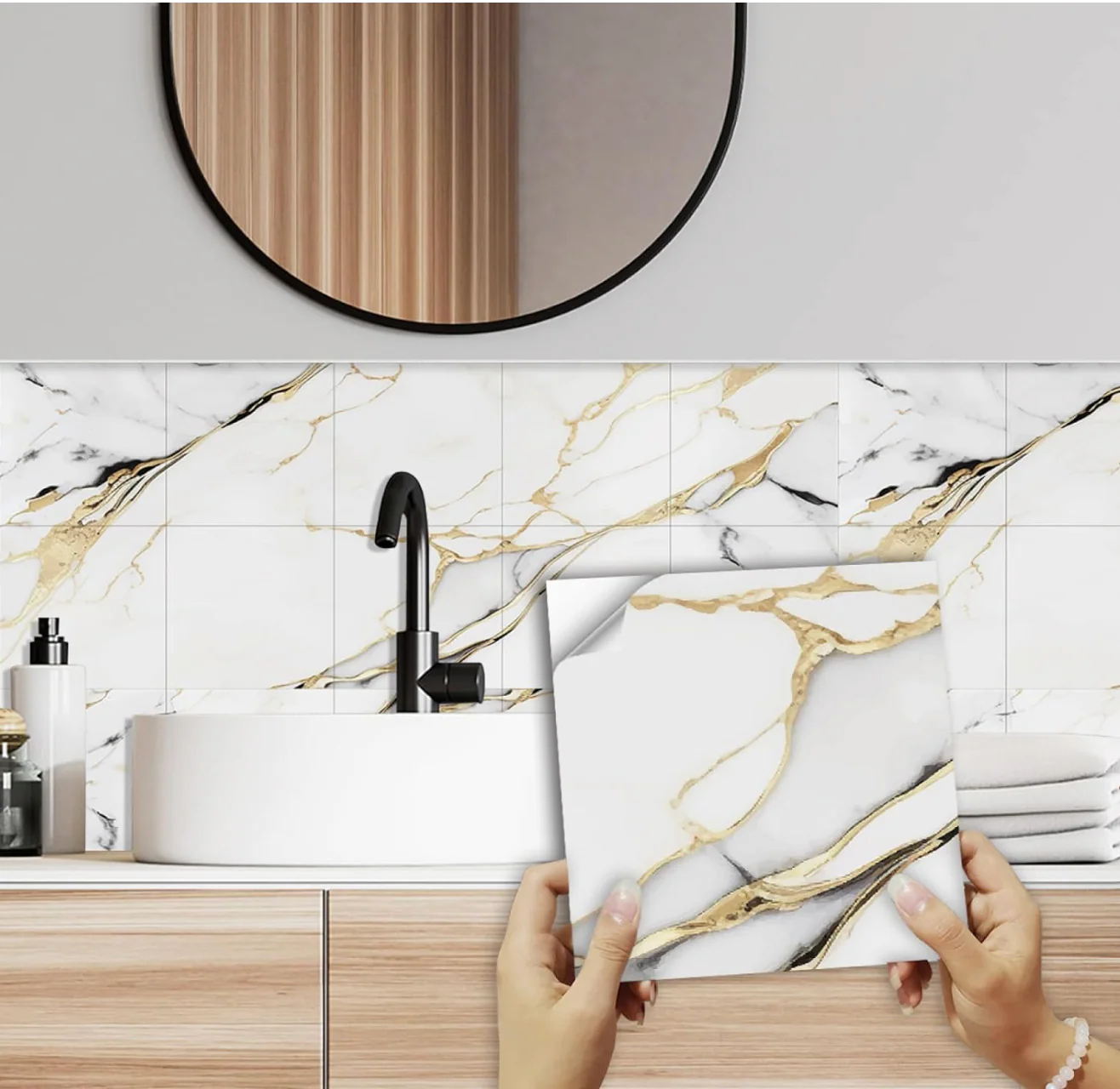 10pcs of PVC golden grey wall tiles sticker -30x30 cm - Kat Mar Sports LLC
