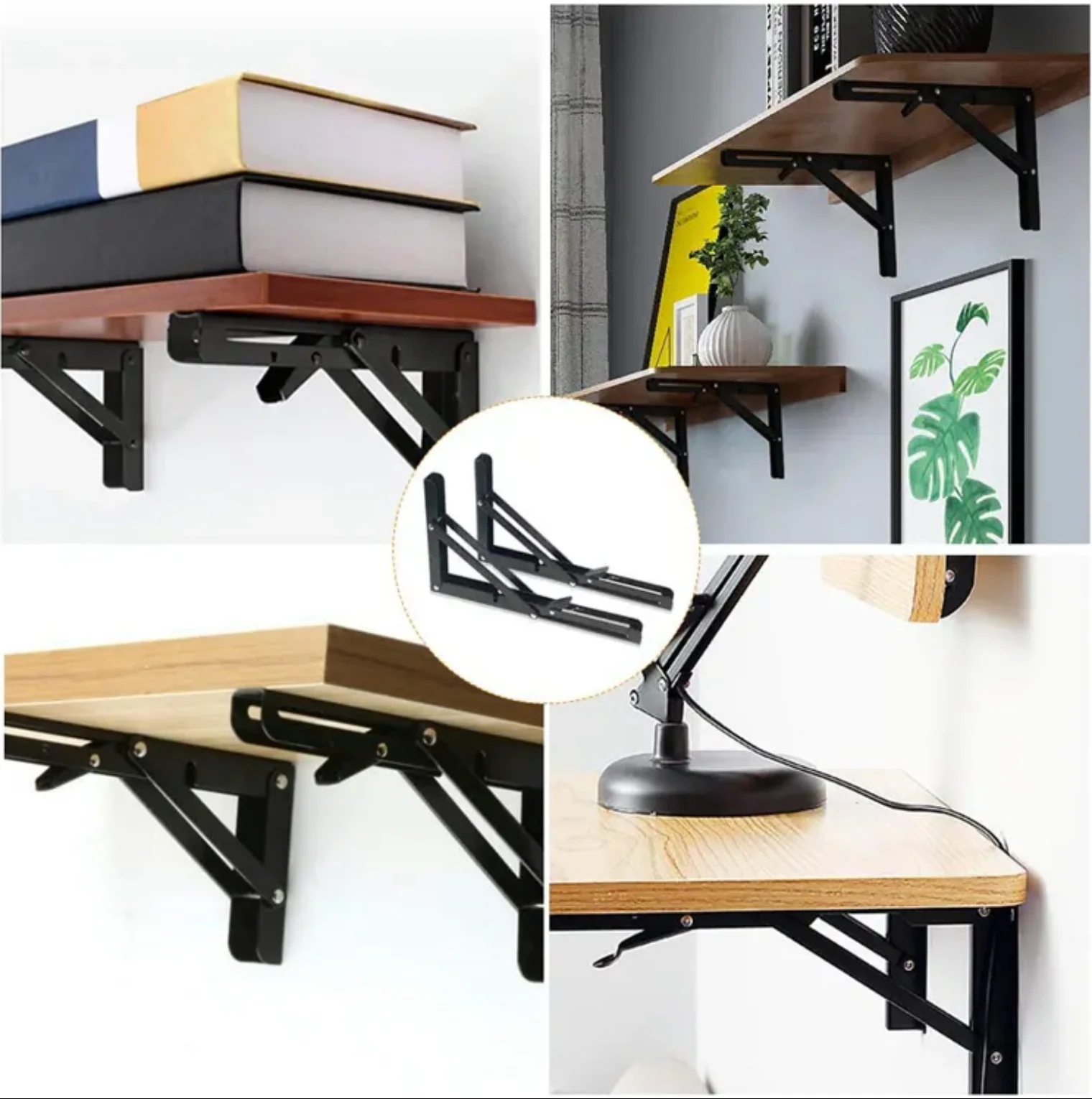 Folding table Wall Mounted Stainless Steel Folding Triangle Shelf Pair - Kat Mar Sports LLC