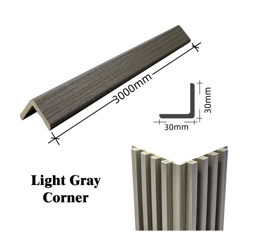 WPC Fluted Panel L-SHAPE CORNERS - Black/Grey/Oak Color to choose - Kat Mar Sports LLC