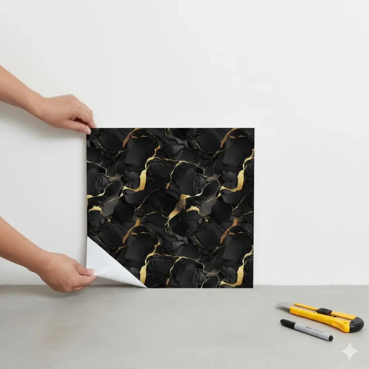 10pcs of PVC golden black wall tiles sticker -30x30 cm - Kat Mar Sports LLC