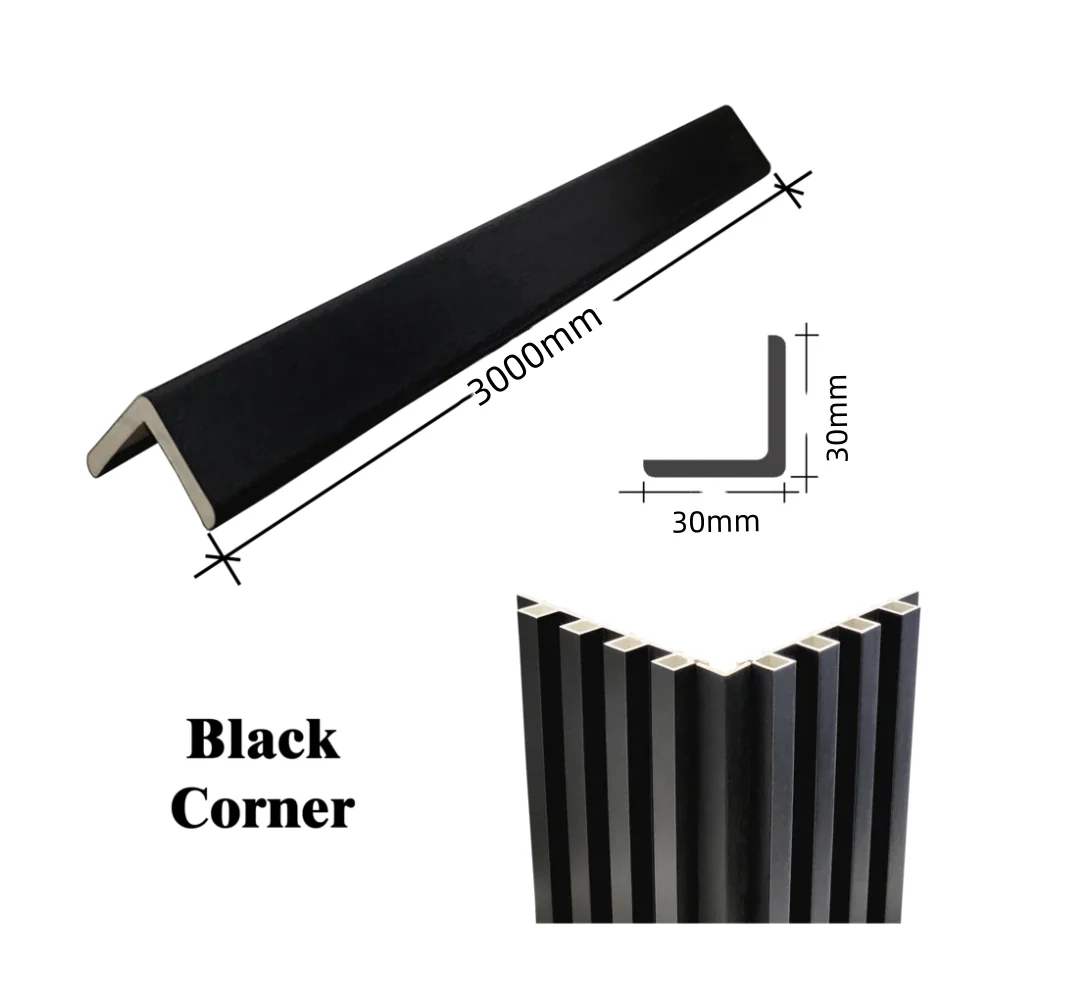 WPC Fluted Panel L-SHAPE CORNERS - Black/Grey/Oak Color to choose - Kat Mar Sports LLC