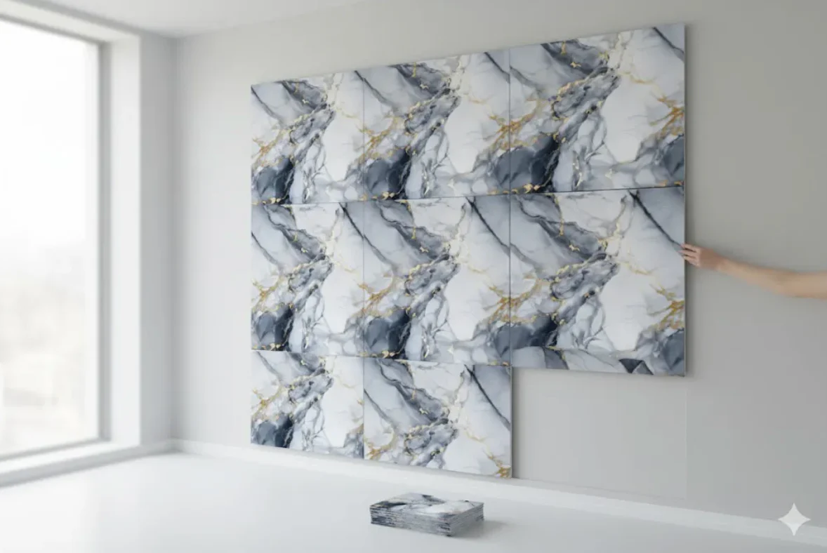 10pcs of PVC modern marble wall tiles sticker -30x30 cm - Kat Mar Sports LLC