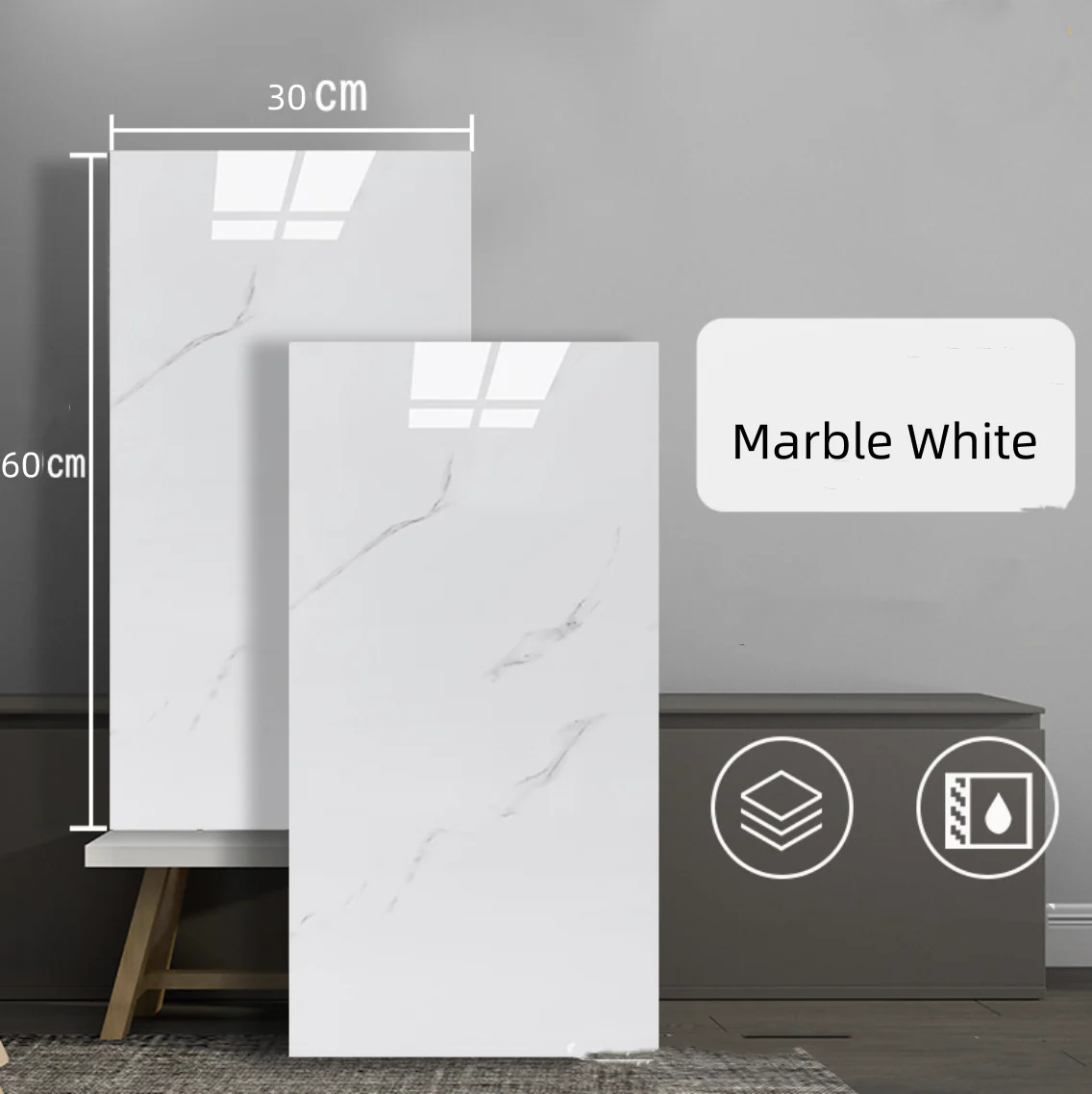 10pcs of PVC Jezz white wall tiles sticker -30x60 cm - Kat Mar Sports LLC